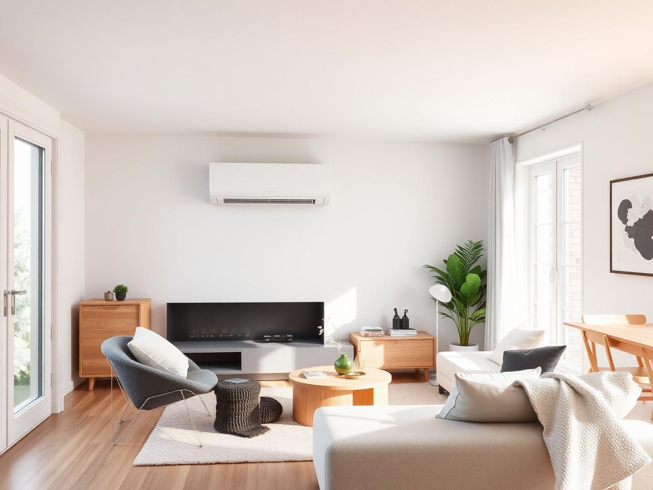 Thermopompe murale Nirvana Confort HHR2 installée dans un salon